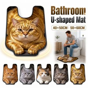 ANQII Non-slip Bathroom U-shaped Mat Quick-dry Absorbent Bath Mat Novelty 40×50CM 50×60CM Toilet Floor Rug Bathroom