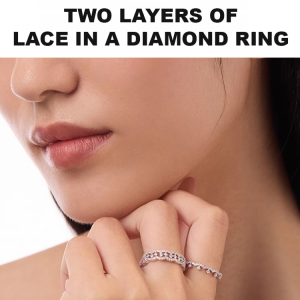 Hip Hop AllinOne Double Lace Structure Diamond Ring