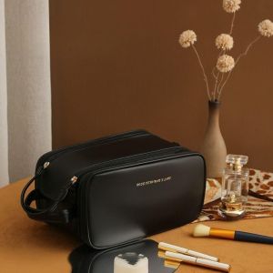 Túi Đựng Mỹ Phẩm/Đồ Dùng Cá Nhân Đa Năng Chất Liệu Da Pu Chống Thấm Nước Sức Chứa Lớn Có Khóa Kéo Tiện Lợi