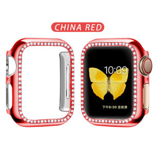 BassPal Single Row Bling Crystal Diamonds Protective Cover For Apple Watch Series 6/5/SE/4/3/2/1 Case Diamond Glitter PC Plated Bumper Frame for 38/42/40/44mm Ultra2 9 8 7 41MM 45MM 49MM