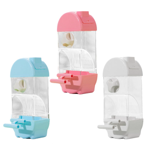 Clear Semi Closed Automatic Bird Feeder Splash Proof Designs Parrot Feeder Seed Container for Small to Medium Birds