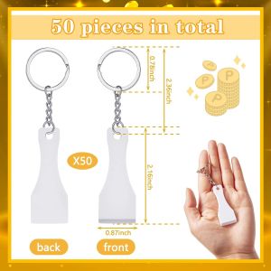 50 Pcs Scratcher Tool Plastic Scraper Tool Keychain Scoop Shape Lotto Scratcher Keyring Gambler Gift for Tickets Stickers Labels Films Sublimation Multifunction