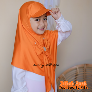 JILBAB ANAK VARIASI PED TOPI DAN PITA - HIJAB INSTAN ANAK