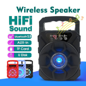 Portable Wireless Speaker Mic Bluetooth LED Light Stereo Karaoke TF Card FM Music Radio