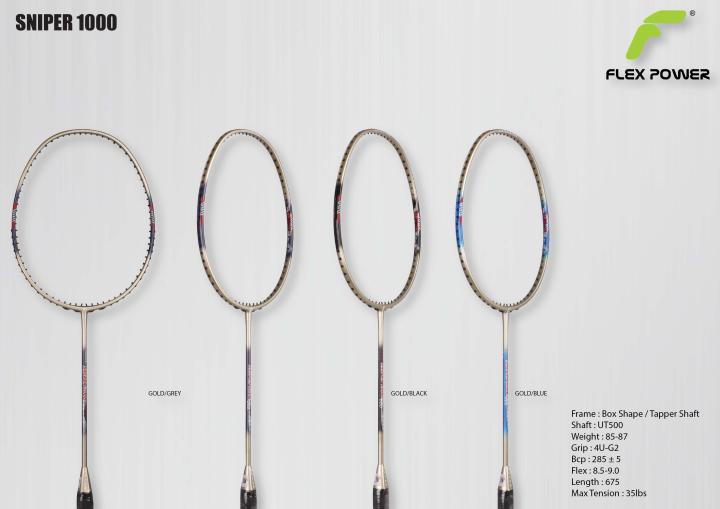 (FREE STRING& GRIP) FLEX POWER BADMINTON RACKET SNIPER 1000 Lazada
