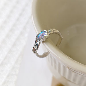 【♡Lovely girls house♡】2Pcs/set Silver Ring Crystal Moon Stone Rings for Women Jewelry Accessories Gift