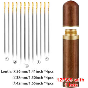 Polocat12/30 chiếc kim khâu may tay kim tự kim khâu bằng thép không gỉ cho người già lỗ bên cạnh trong nhà tự làm kim tự xâu