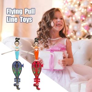 HOTOMI Fairy Flyer Disc Fairy Spinner Toy Cartoon Dancers Flying Dolls Flying Disc Toy Creative Pipa Pull String Toy Kids Ages 4-8