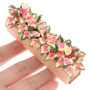 QUANSEN 1:12 Dollhouse Miniature Flower Bushes Potted Plant Flower Bed Flower Bonsai Model Garden Home Decor Doll House Accessories