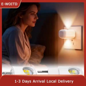 E-WOITD LED Wall Night Light Plug In Lamp with Auto Dusk to Dawn Sensor Warm Nightlight for Bedroom Hallways Home Safety