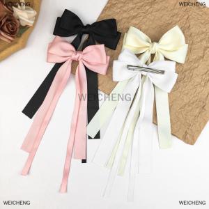 [COD] WEICHENG Vintage Large Bow Hair Clip Trend Long Ribbon Hairpins Barrettes Headwear For Women Girl Hair Accessories Wedding Jewelry