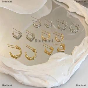 [COD] Biubiuni 3 cái bộ đơn giản hợp kim bạc vàng hình học vòng tròn Hoop bông tai cho các cặp vợ chồng đồ trang sức quà tặng