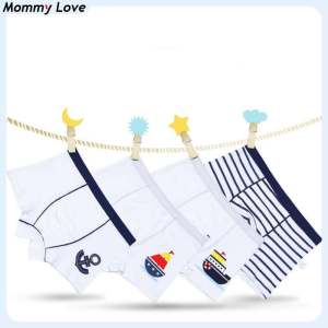332Mml 4 Pcs Boys Boxer Underwear Striped Navy Blue 100% Cotton Kids Shorts Bottoms Clothes For 3 4 6 8 10 12 14 Years