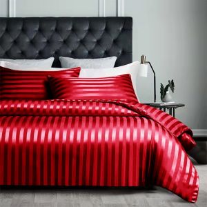 Premium Satin Silk Quilt Cover Bedsheets Set - 5pcs With Deep Pocket for Single Queen and King Size Mattresses