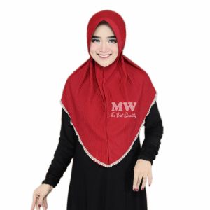 Jilbab bergo plisket renda bawah bahan Jersey (PLISKET RENDA)