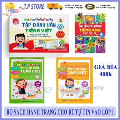 Combo 4 Cuốn Đánh Vần Tập Viết Toán Tiếng Anh Cho Bé Tự Tin Vào Lớp 1 - Bộ 4 Sách Hành Trang Cho Bé Tự Tin Vào Lớp 1