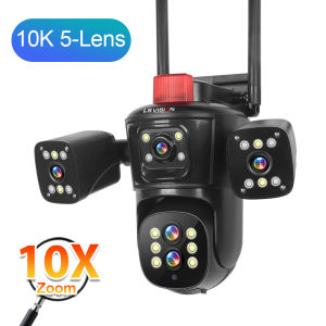 L S Tầm Nhìn 10K 20MP 5-Ống Kính 4 Màn Hình Wifi Camera CCTV Không Dây Ba Cách Video 10X Lai Zoom quang học Ptz Hình Người Theo Dõi Camera An Ninh Gia Đình Ngoài Trời Không Thấm Nước đầy màu sắc Đêm Máy ghi hình IP