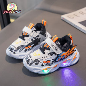 youNme Boys Shoes With Lights For Kids Fashion Sneakers Korean Rubber Shoes Sapatos 1 To 5 Years Old