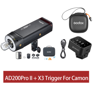 Godox AD200Pro II Pocket Flash TTL Auto Flash One-Tap Pairing with X3 Trigger compatible with Canon Sony Nikon Fuji Olympus