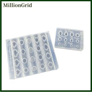 MillionGrid Gemstone Photo Frame 3D Transparent Nail Art Mold Silicone Carving Template DIY Nail Art Decorations Manicure Design Tools