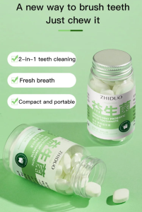 Probiotic solid toothpaste mint and peach fresh breath bad breath removal portable oral care