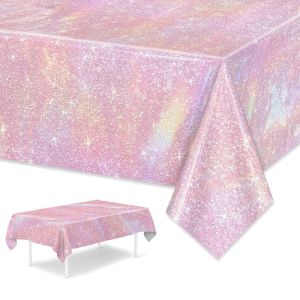 JIMEIXIAN01 Aluminum Film Disposale Tablecloth Purple Rectangle Party Decoration High Quality Shiny Table Cover Birthday Wedding Party Supplies
