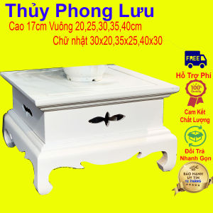 Đôn chân loa vuông kỷ đế trơn màu trắng cao 18cm