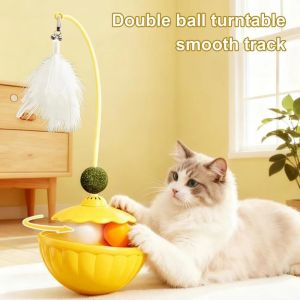 DGFDF Rotating Feather Cat Teaser Toy Long Pole With Bells Treat Dispenser Interactive Fun Durable Interactive Cat Toy Pet Accessories