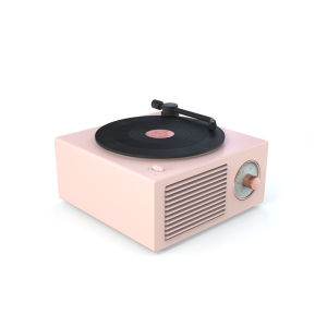 Banchugw Music Box Type Built-in Bluetooth Stereo Wireless Vintage Retro Microphone Speaker HIFI Aux Support Portable Record Player Shape