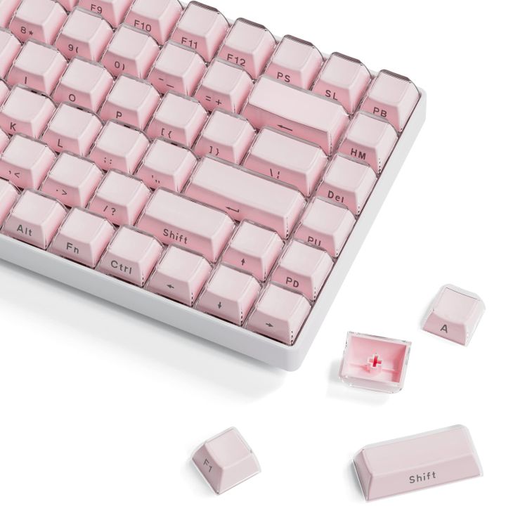113 Key Jelly Round Side Keycaps Ice Crystal Translucent Pink OEM ...