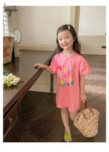kyiibaby Baby in the long skirt T summer children Korean version casual cartoon dress kybb174