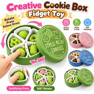 K7SEQ Finger Button Cookie Key Cap Clicker 360° Rotatable Pressable Cookie Box Fidget Toy Funny Stress Relief Simulation Steamed Buns Gifts