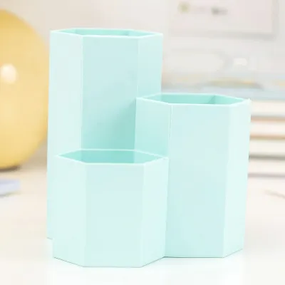 Ống đựng bút lục giác 3 NGĂN sáng tạo trang trí bàn học độc đáo YG
