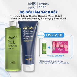 Bộ đôi làm sạch kép oh!oh! Xylica Micellar Cleansing Water 500ml & oh!oh! Divine Blue Cleansing & Massaging Balm 150ml