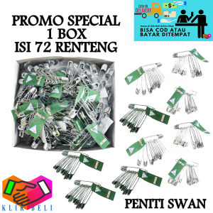 Klik-Beli 1 BOX ISI 72 RENTENG Peniti Swan Original Pin Baju Hijab Safety Pins Fashion Stainless Isi 12 Pcs