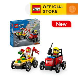 LEGO City 60458 Pizza vs. Fire Truck Race Car Pack (70 Pieces) Balok Mainan Anak (5 Tahun+)