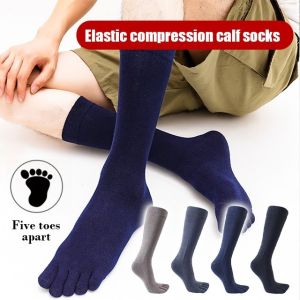 Five-Toe Compression Calf Socks Cotton Long Tube Five Finger Socks Breathable Sweat-absorbing Calf Socks 长筒五指袜棉质吸汗袜子日式分指袜预防静脉曲张