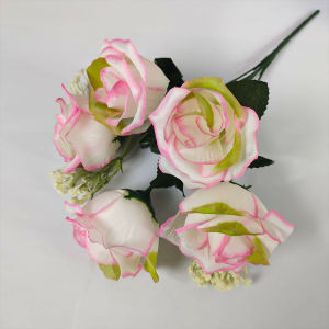 COD BUNGA ROSE TROPIS CABANG 5 ARTIFICIAL - BUNGA KUNCUP HIASAN RUMAH KAMAR & DEKORASI PELAMINAN - IMPORT