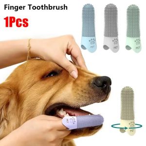 MINUTE 1Pcs Soft Dog Toothbrush Silicone 360° Finger Toothbrush Tooth Cleaning Tool for Dogs Cats