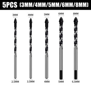 5 Pieces Multi-Material Tungsten Carbide Drill Bit Set for Porcelain Ceramic TileConcreteBrickGlassPlastic Masonry and Wood