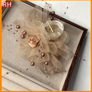 🔥🔥🔥ranghe Fashion Temperament Mesh Bow Bead Tassel Women Ponytail Shark Clip Girl Headwear Accessories