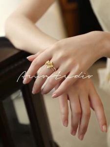 AMO Flower Series Double Layer Flower Pearl Ring Female Niche Design Sense Ring Opening Adjustable Index Finger Ring
