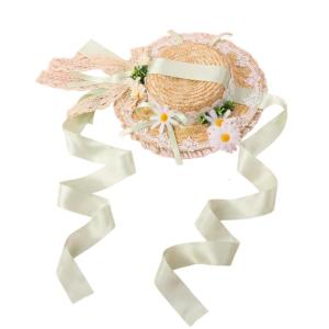 Panama Hat with Ribbon French Hat Summer Sunscreen Handmade Tea Party Outdoor Activities for Ladies