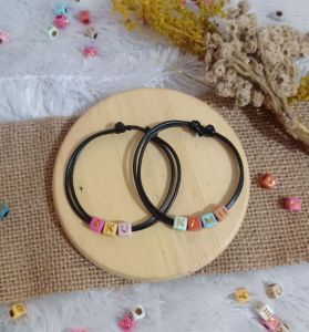 CUSTOM GELANG NAMA KAMU HURUF DADU WARNA WANI TALI KOREA DAN GELANG POLOS