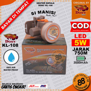 DONY Senter kepala Cas DONY KL 108 Si Manis Anti air 5 WATT 5W LED MURAH Water Proof Tahan Air