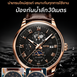 【แฟชั่นขายดี】นาฬิกาข้อมือสามตา มีปฏิทิน รุ่นสามตาสีดำ ระบบควอตซ์ แจ้งวันและเวลา