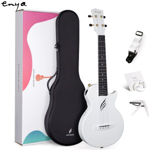 Enya Tenor Ukulele 26 Inch NOVA UE PRO Carbon Fiber Cutaway Travel Ukelele for Adult with Beginner Bundle Kit Including Online Video Lessons Case Strap Capo