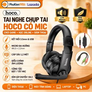Tai Nghe Chụp Tai Chơi Game HOCO W21 Tai Nghe Chụp Tai Có Dây Có Micro Và Xbox PS4 Máy tính