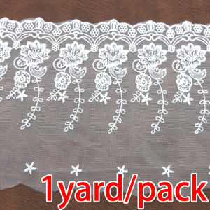 (1 Yard/pack) 23cm Embroidery Gauze Lace Fabric delicacy Ribbon Dress Accessories Laces Material Handmade Wedding Doll Dress DIY