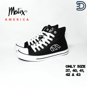 Sepatu Motix America Sekolah Tinggi Tali Hitam Putih